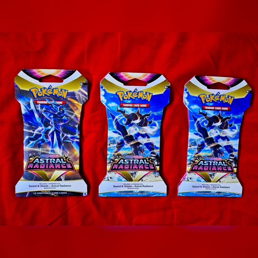 Lot of 3 Pokemon Sword & Shield Astril Radiance Sleeved Booster Packs New 2022